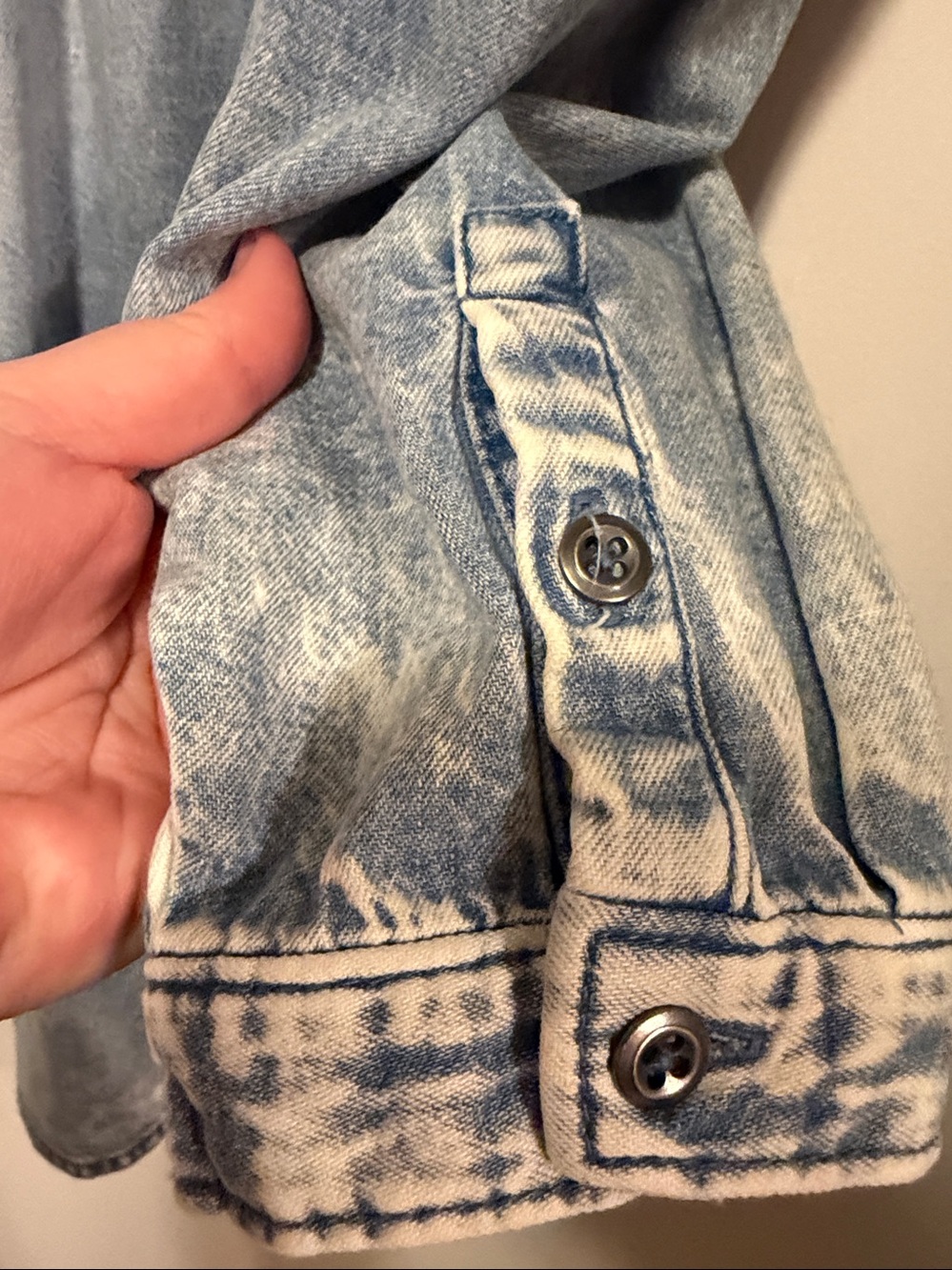 Pilcro RHINESTONE Blue Studded Denim Button-Down Shirt LARGE w/Beads - Picture 9 of 10